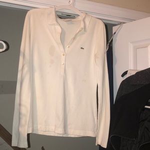 White Lacoste Long-sleeve Polo Shirt